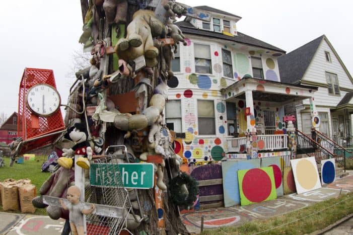 This is a photograph of the polka-dot house that was part of The Heidelberg Project.